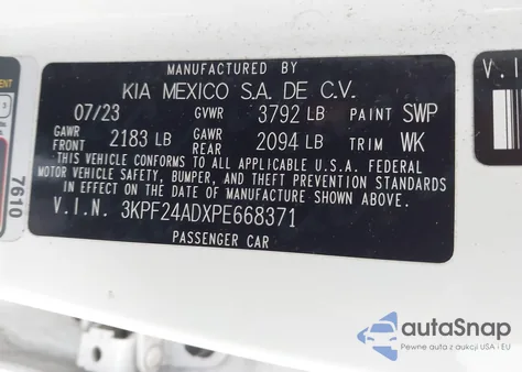 2023 Kia Forte Lxs z USA, uszkodzony, nr VIN 3KPF24ADXPE668371
